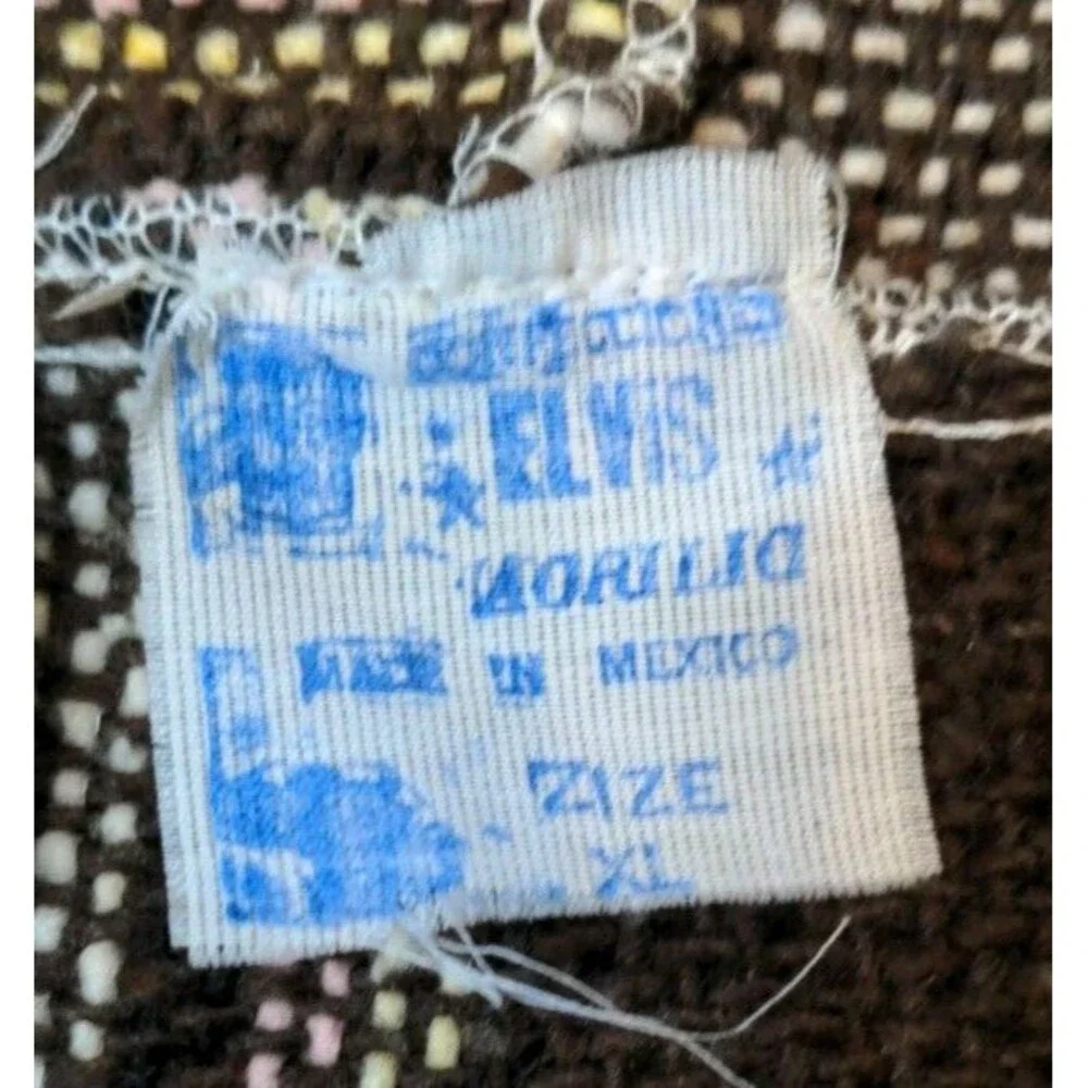 Geniune Mexican Baja Poncho Hoodie Pullover Y2K Confecciones Elvis Sz XL Woven